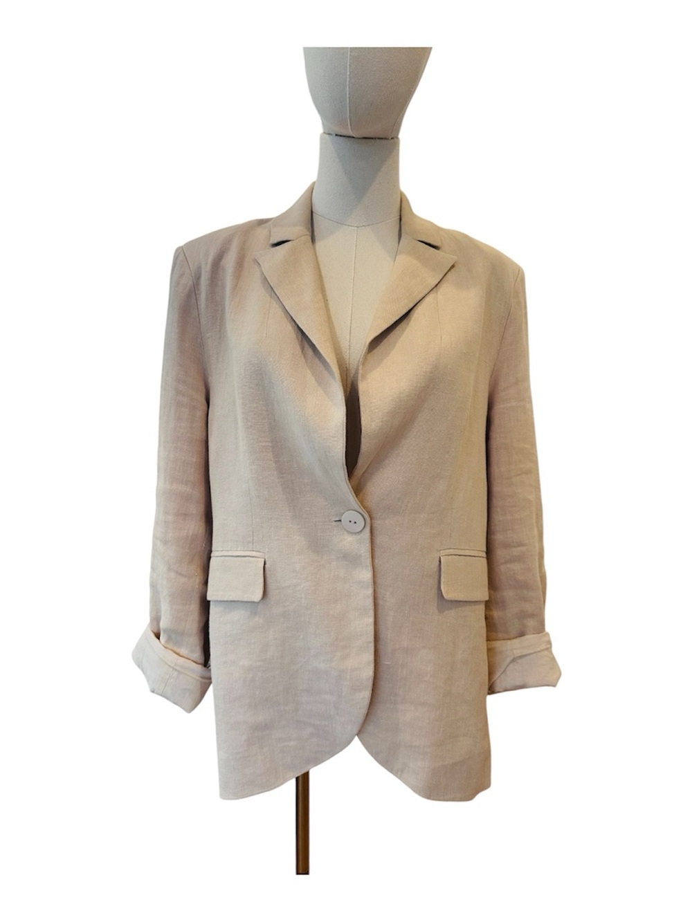 Ruti Oversized Linen Tan Blazer